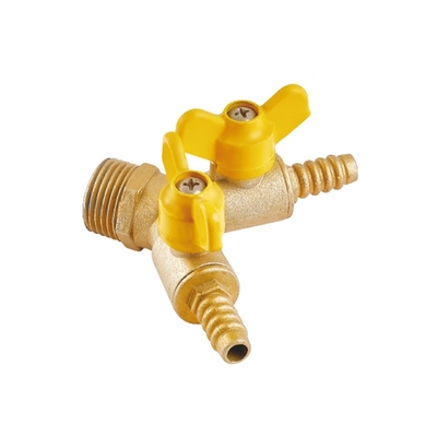 Brass Butterfly Handle Double Fork 90 degree brass gas ball valve