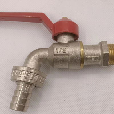 Factory supply 1/2 nickel plated with steel handle garden brass bibcock water tap faucet