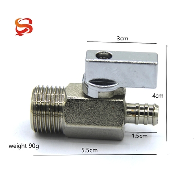 Mini Small Zinc Alloy 1/2 Brass Ball Valve Polished Electroplating Water Pipe Joint Accessories
