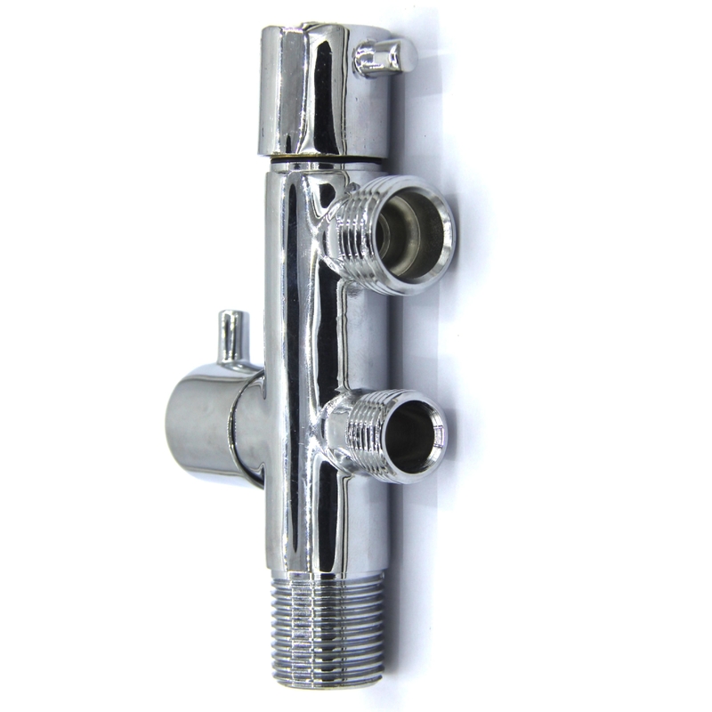 Full copper-zinc alloy handle with one in and two out multi-function three-way angle valve washing machine faucet